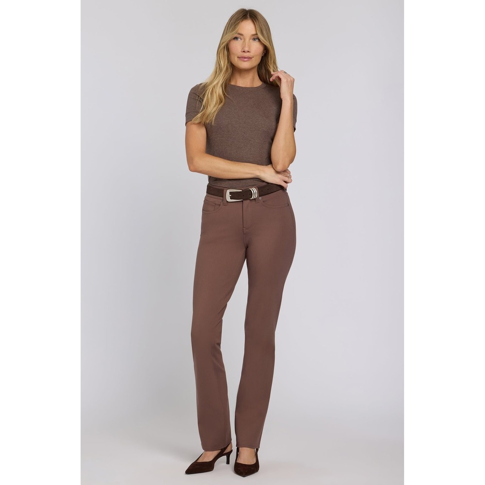 NYDJ‎ Marilyn Straight Leg Pants Brown Lift Tuck Petite 14P Stretch Trousers